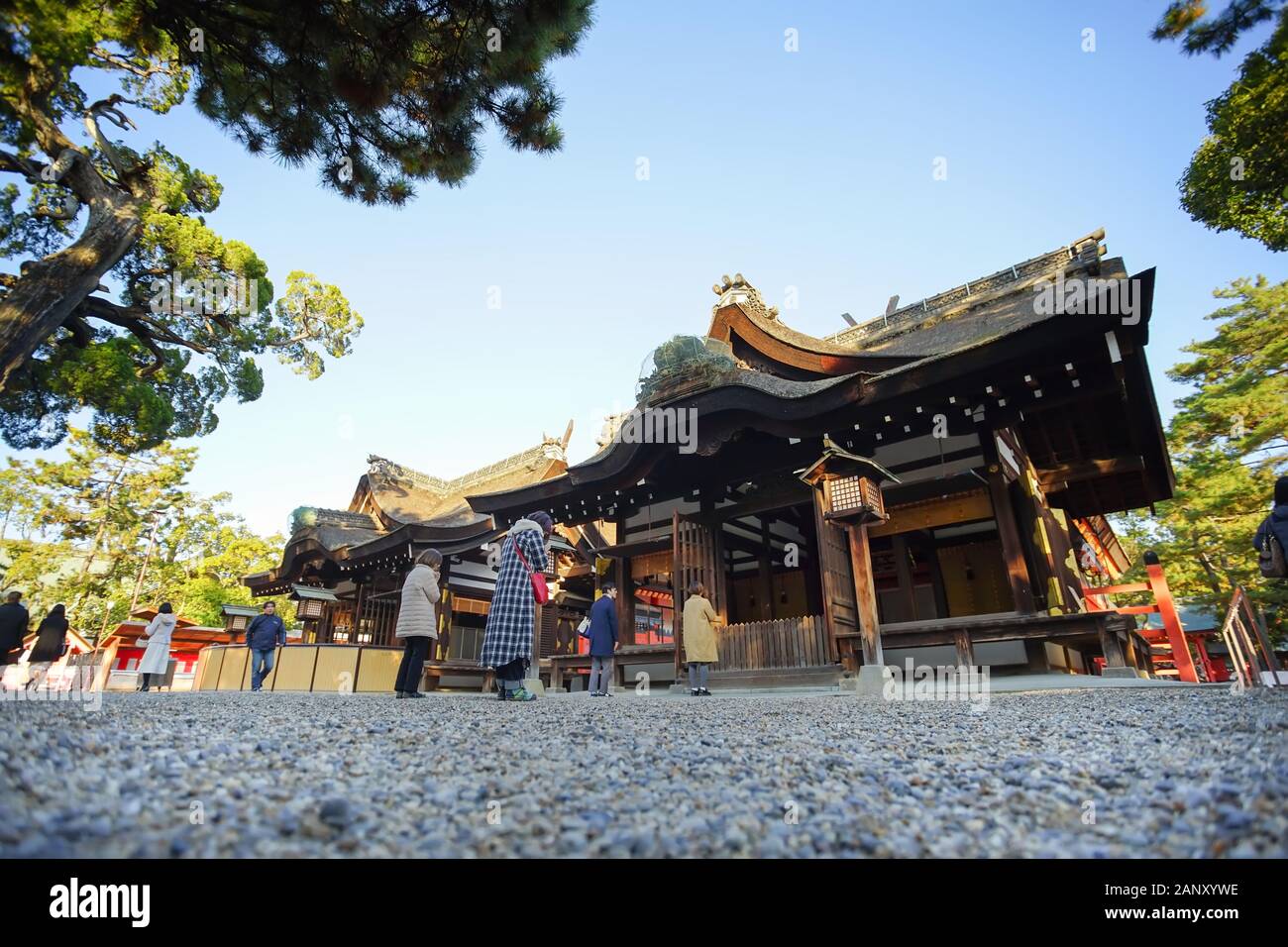 Osaka, Japon - 15 décembre 2019 : Belle scène de Sumiyoshi Taisha, c'est le fameux voyage destinations-ville d'Osaka. Banque D'Images Osaka, Japon - 15 décembre 2019 : Belle scène de Sumiyoshi Taisha, c'est le fameux voyage destinations-ville d'Osaka. Banque D'Images