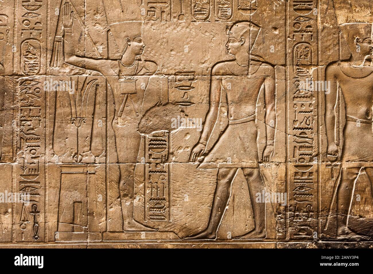 Temple de Louxor, relief et inscription à l'intérieur du temple, Louxor, Egypte, Afrique du Nord, Afrique Banque D'Images