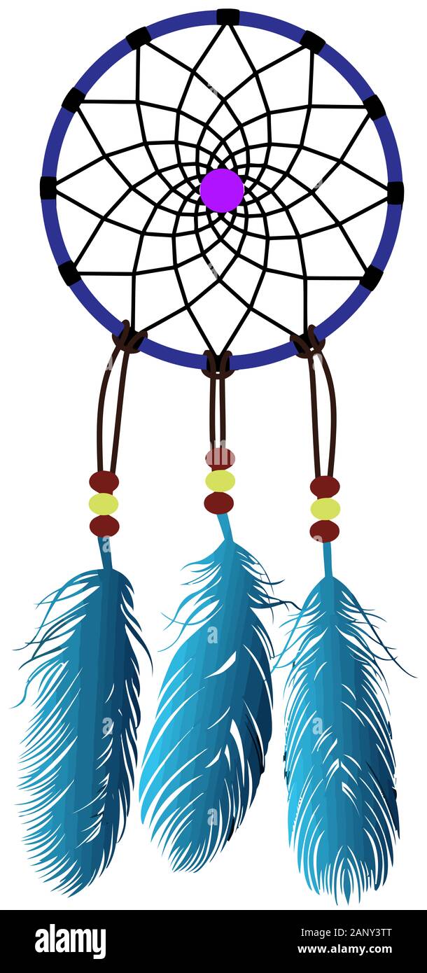 dreamcatcher culture tribale autochtone américaine illustration du mystère indien bleu Banque D'Images