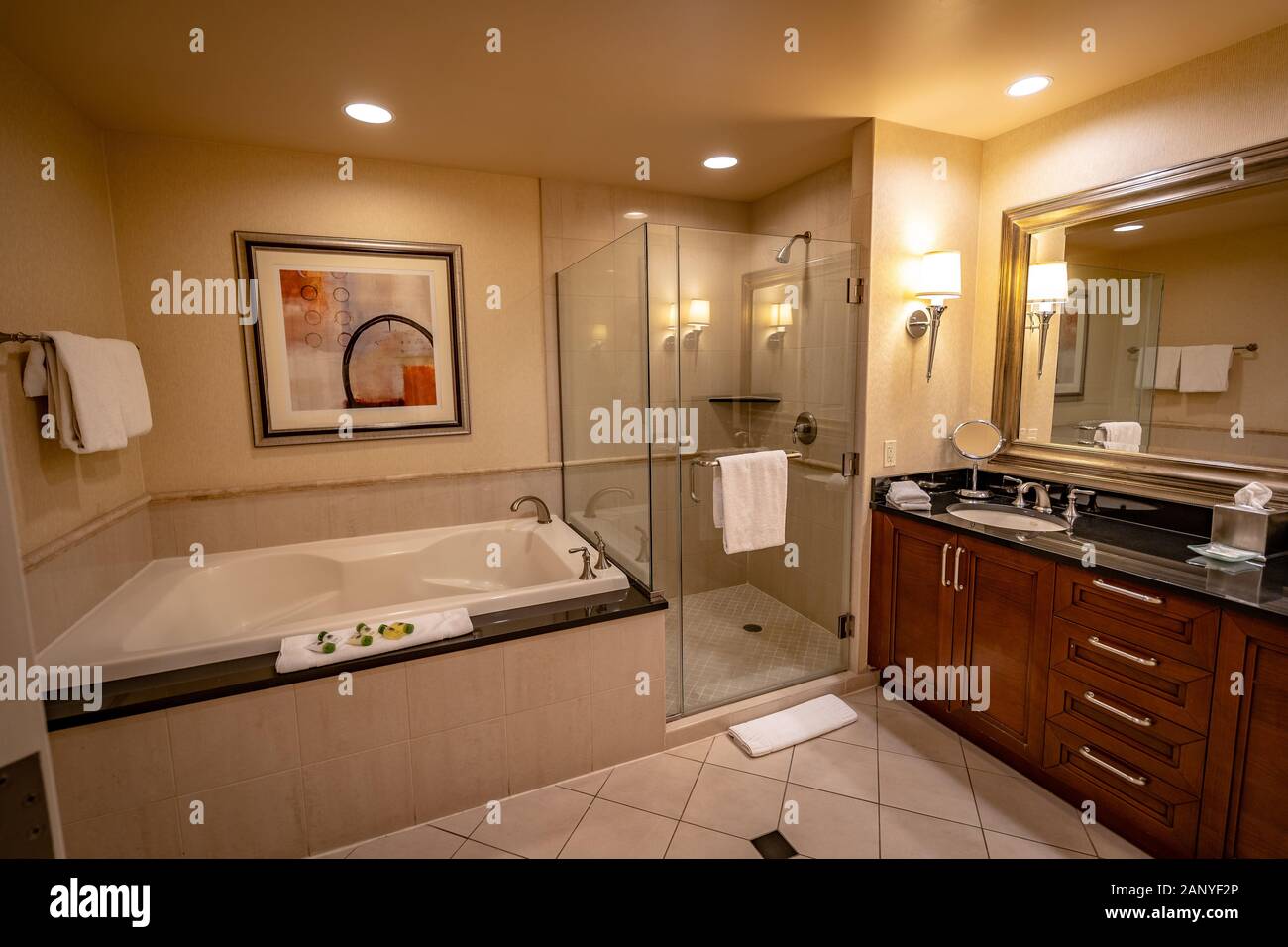 Las Vegas, Nevada, USA - Salle de bains dans la chambre d'hôtel Signature MGM Banque D'Images