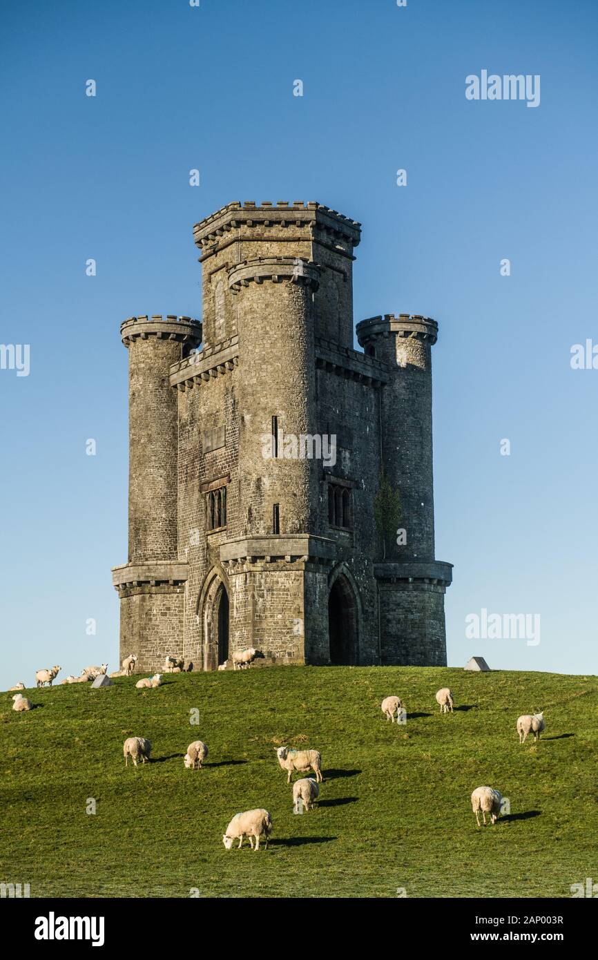 Tour Paxtons sur une journée ensoleillée de janvier dans le Carmarthenshire. Construit en l'honneur de Lord Nelson par Sir William Paxton de Middleton Hall. Construit 1806-09 Banque D'Images