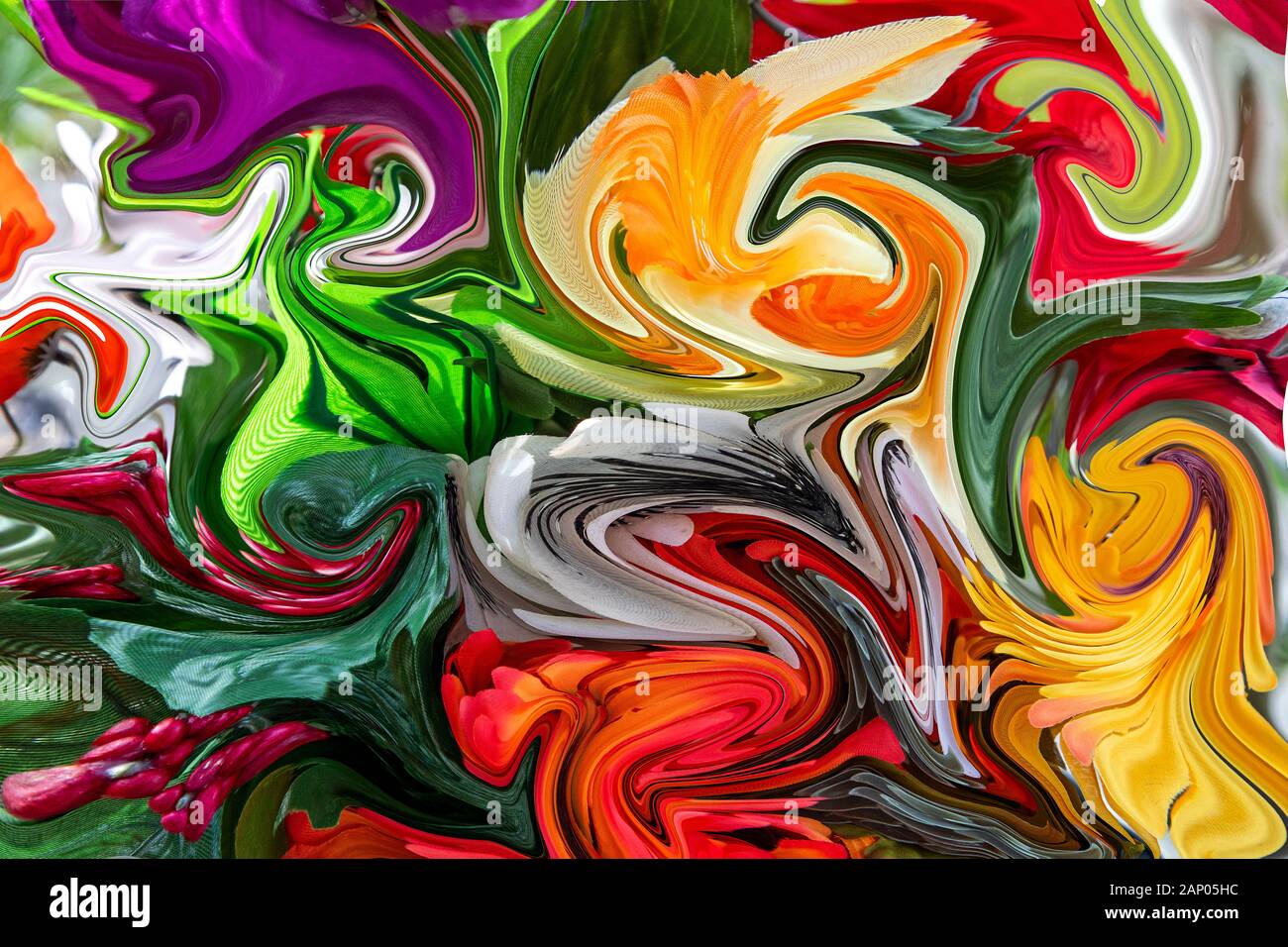 Tourbillons de couleur représentant une peinture à l'huile d'art moderne et peut-être un artiste ivre. Banque D'Images