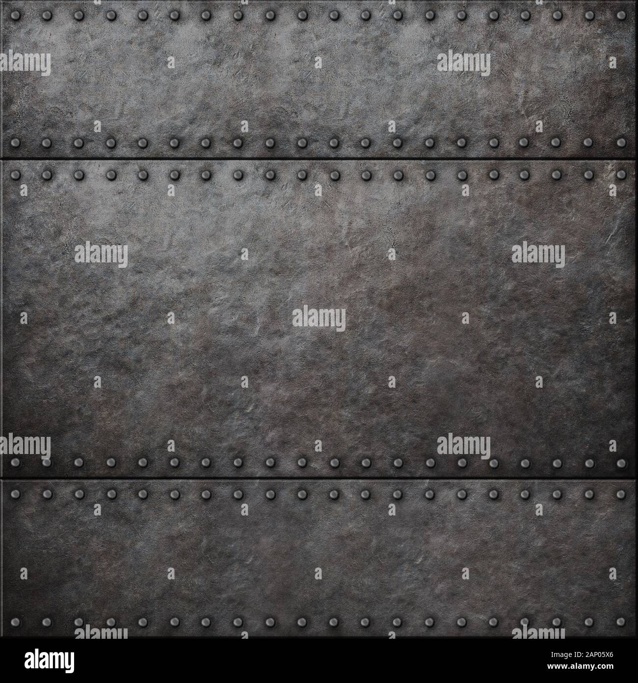 Fond de plaque métallique avec rivets, illustration en relief Banque D'Images