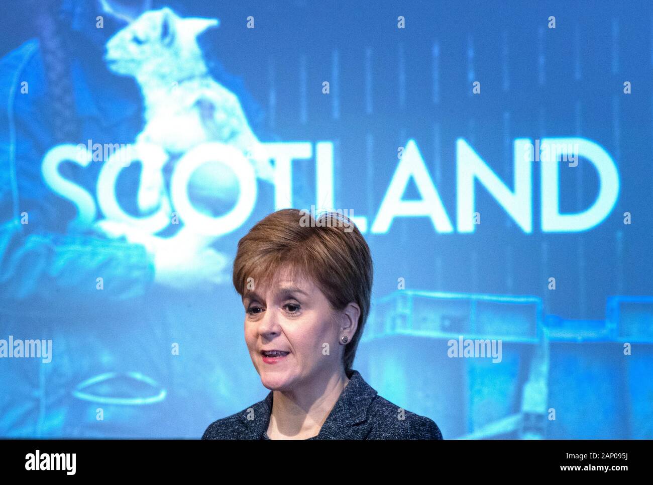 Premier ministre Nicola Sturgeon pendant un événement au Kimpton Charlotte Square Hotel, Édimbourg, pour célébrer l'impact positif des citoyens de l'UE et d'annoncer un financement complémentaire pour le séjour en Ecosse campagne. Banque D'Images