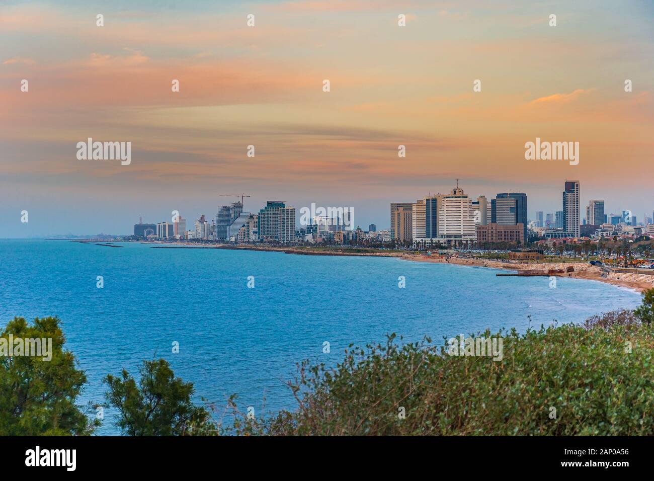 Cityscap de Jaffo vers Tel Aviv, Israël Banque D'Images