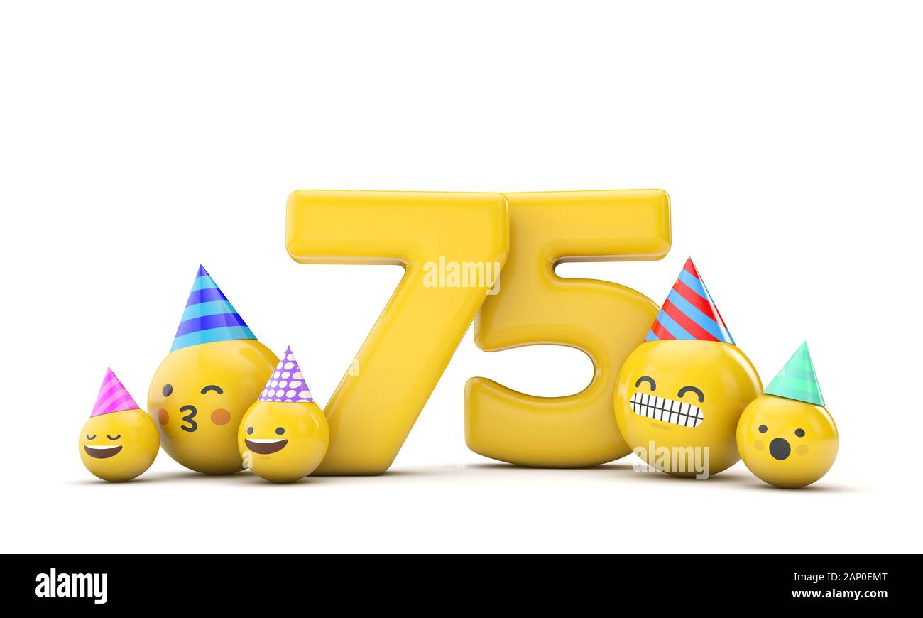 75 Numéro d'anniversaire emoji célébration. 3D Render Banque D'Images