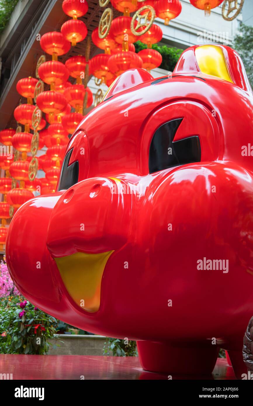 Décorations du Nouvel An chinois sur Lee Tung Road, Wan Chai, Hong Kong Island, Hong Kong Banque D'Images
