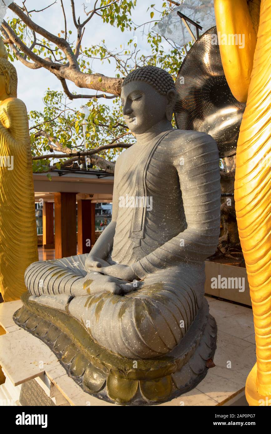 Seema Malakaya de statues dans le lac Bere, Colombo, Sri Lanka Banque D'Images