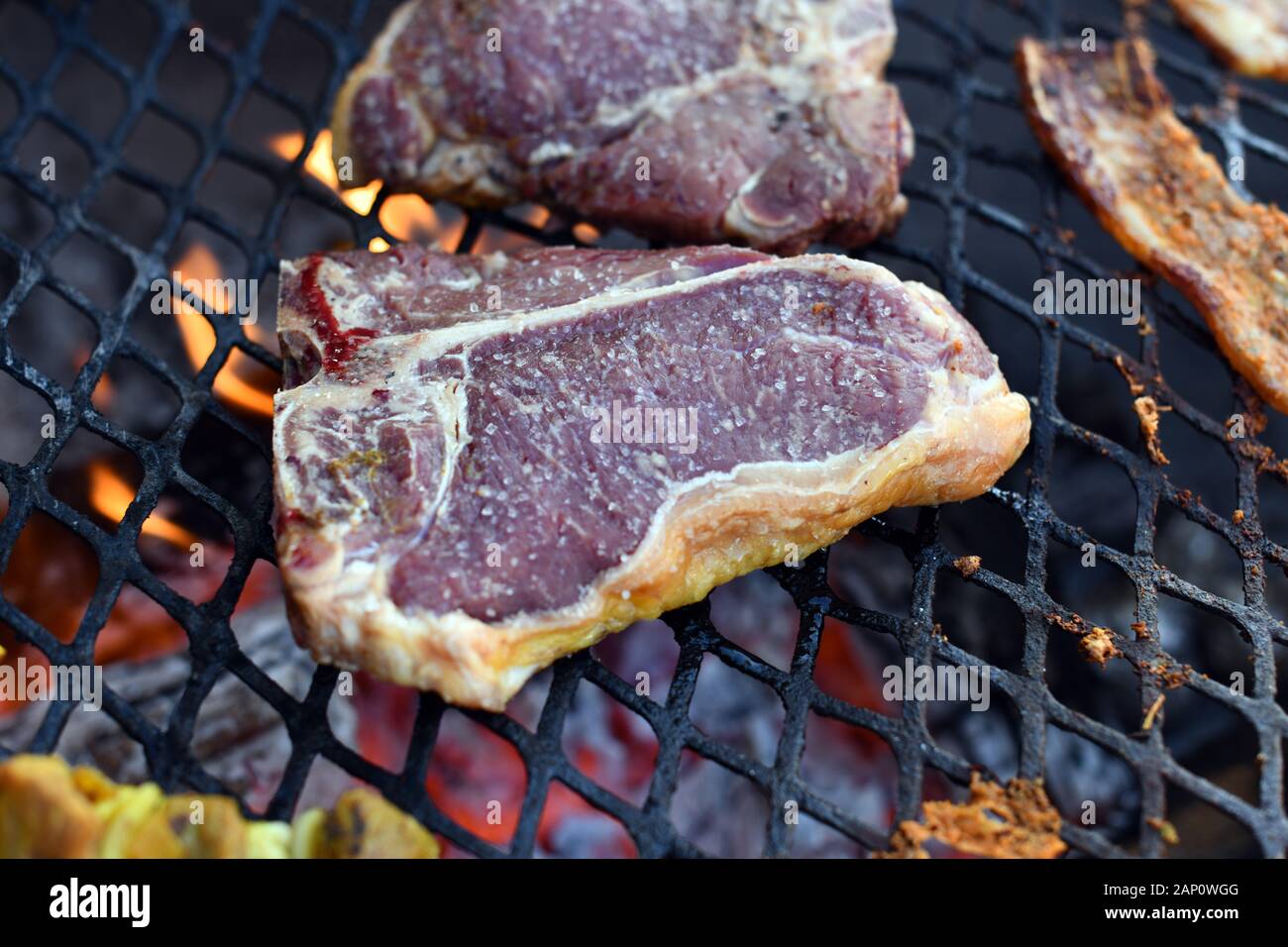 L'ensemble de l'Afrique australe est connue pour son excellente qualité de la viande, que ce soit de jeu ou souvent des bovins. Le Braai, griller de la viande, fait partie intégrante de l'apport alimentaire et de loisirs aussi indissociables plaisir, prise le 28.02.2019. Photo : Matthias Toedt/dpa-Zentralbild/ZB/photo | Alliance mondiale d'utilisation Banque D'Images