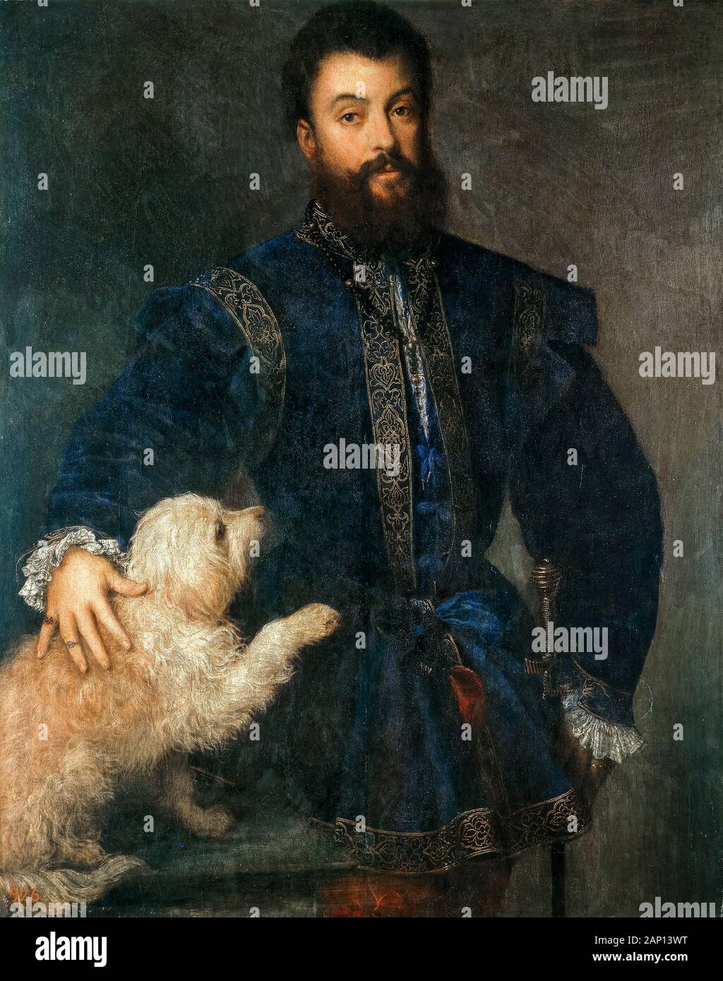 Federico II Gonzaga, duc de Mantoue, portrait à l'huile sur toile de Titien, Tiziano Vecellio, vers 1525 Banque D'Images