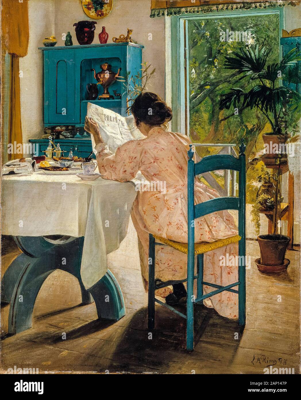 Laurits Andersen Ring, au petit déjeuner, peinture, 1898 Banque D'Images
