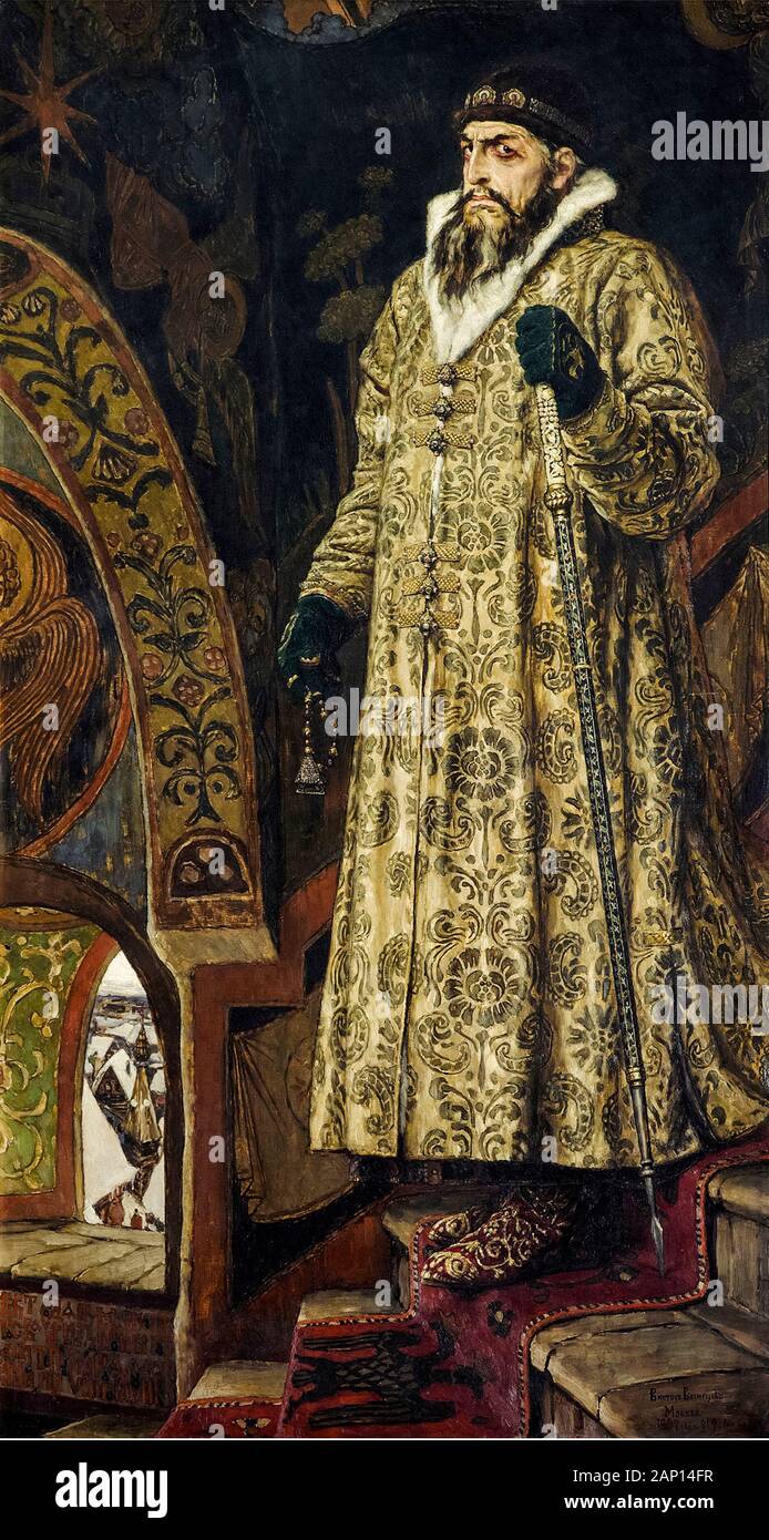 Tsar russe Ivan le terrible, portrait peint à l'huile sur toile par Viktor Vasnetsov, 1897 Banque D'Images