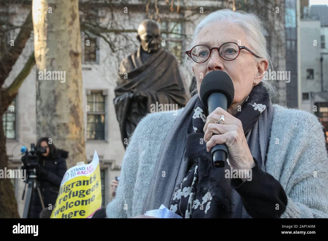 Westminster, Londres, 20e Jan 2020. Vanessa Redgrave, CBE, actrice et militante, parle. Alfred Dubs, Baron Dubs, par les pairs du travail britannique et homme politique, a déposé un nouvel amendement à la Loi sur l'Immigration pour assurer la protection des enfants réfugiés restent dans le projet de loi sur l'accord de retrait (WAB). L'amendement doit être discuté à la Chambre des Lords avec une chance que le gouvernement pourrait faire face à la défaite sur la question. Credit : Imageplotter/Alamy Live News Banque D'Images