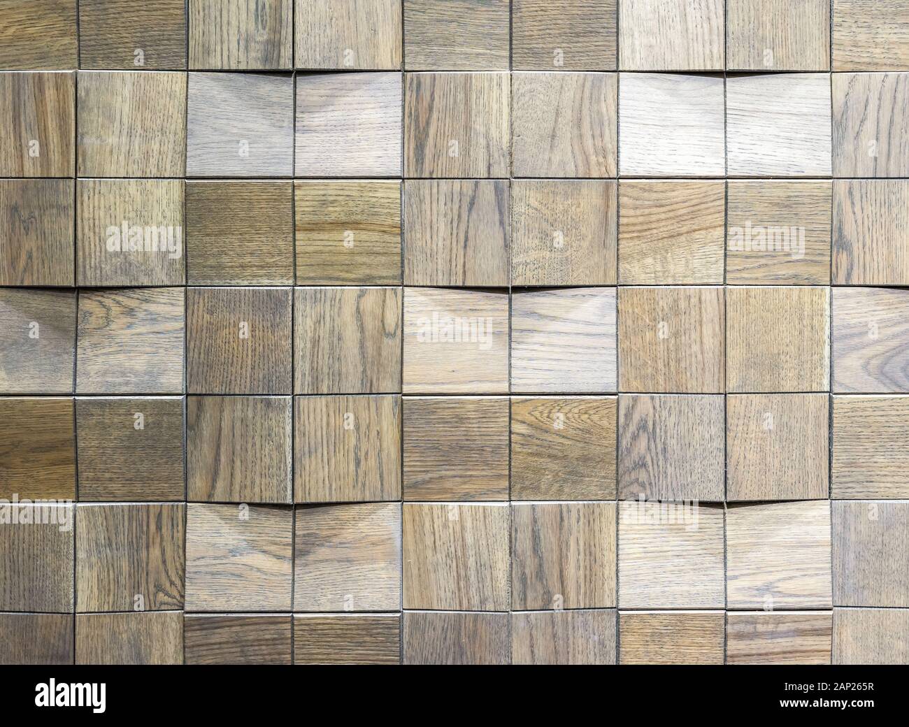 Panneau mural en bois avec effet 3D. Texture volumétrique de chêne. Banque D'Images