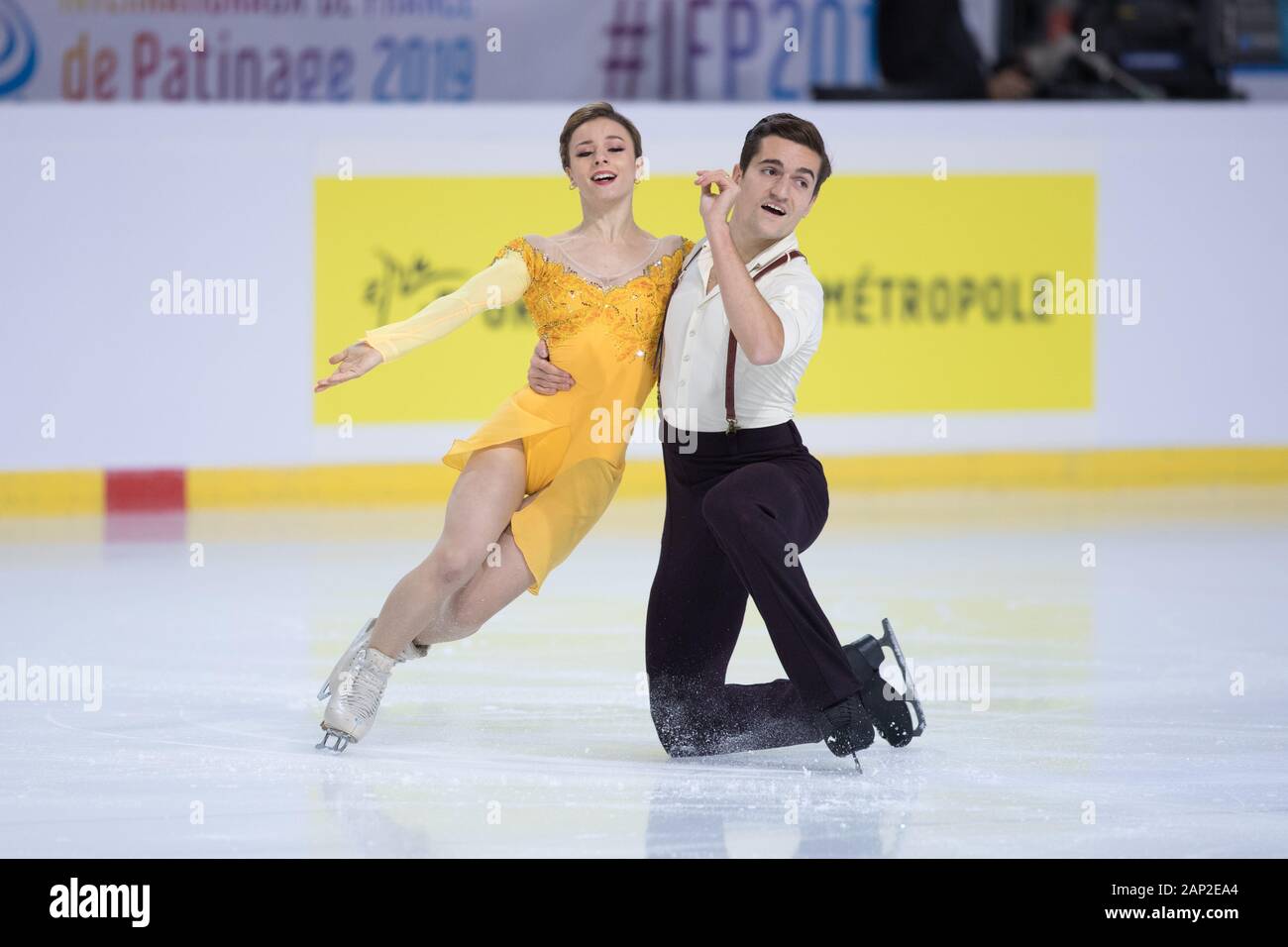 Marie Jade Lauriault et Romain Le Gac à partir de la France dans la compétition de danse sur glace, patinage libre pendant 2 jours d'ISU Grand Prix of Figure Skating de l'Internation Banque D'Images
