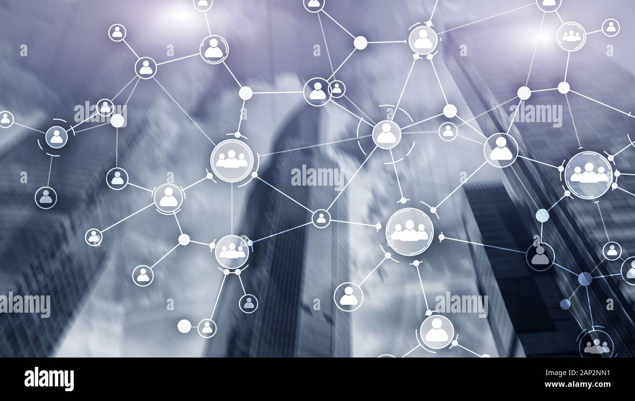 La gestion des ressources humaines, RH en gratte-ciel fond Banque D'Images