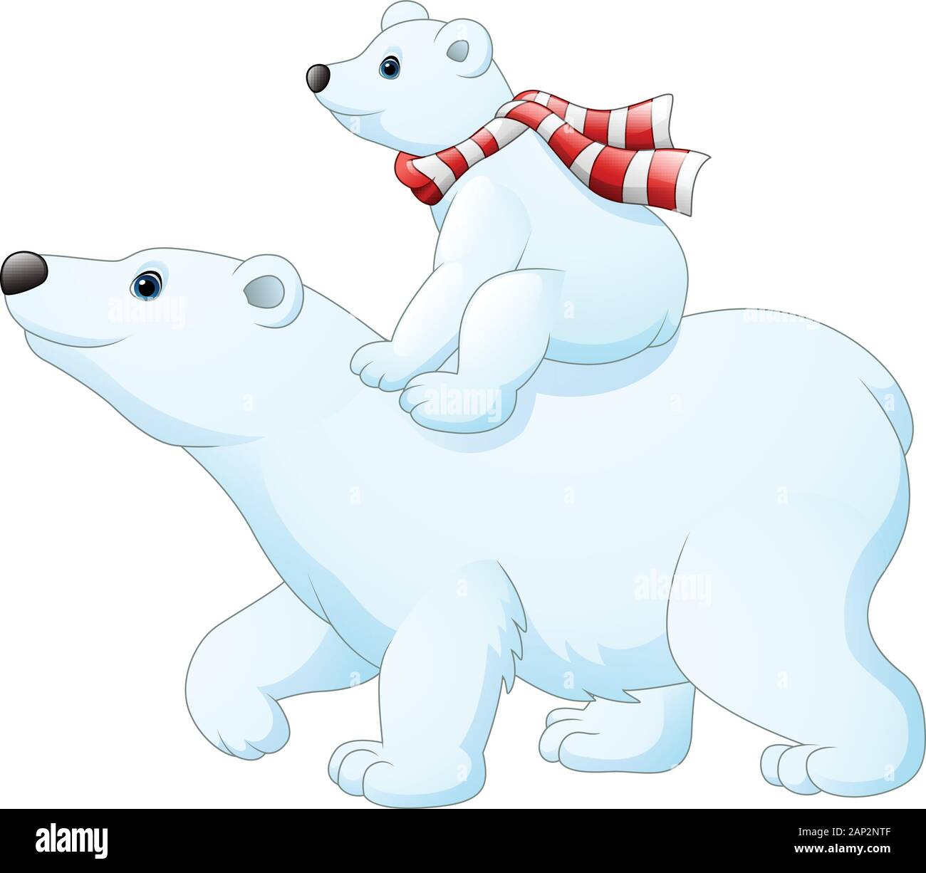 Cartoon Bebe Ours Polaire D Equitation Sur Le Dos De Sa Mere Image Vectorielle Stock Alamy