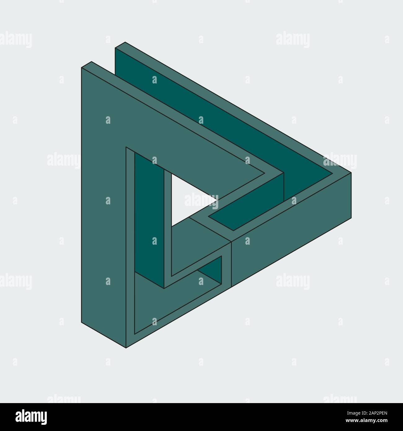 Impossible figure triangulaire. Illusion d'optique. Illustration de Vecteur