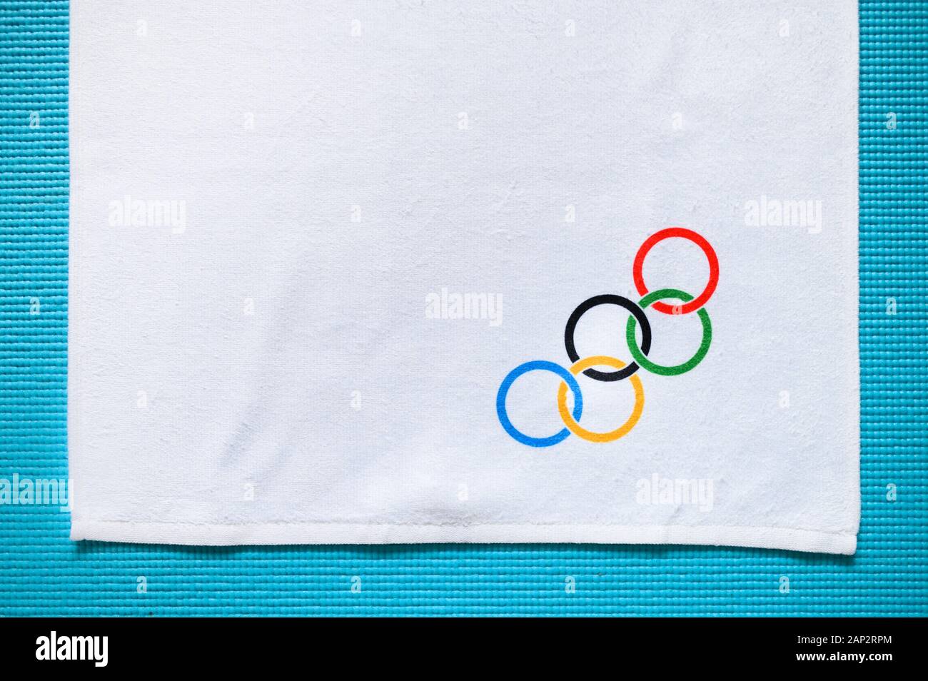 TOKYO, JAPON, janvier. 20. 2020 : les cercles olympiques, blanc, l'espace d'édition Banque D'Images
