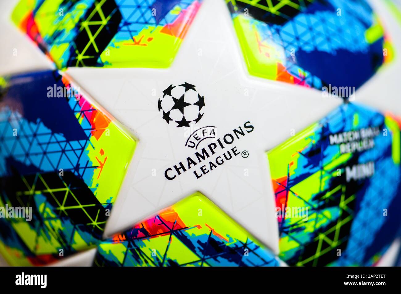 LIVERPOOL, Angleterre, le 24 janvier. 2020 : ballon officiel pour la Ligue des Champions 2020 Saison Banque D'Images