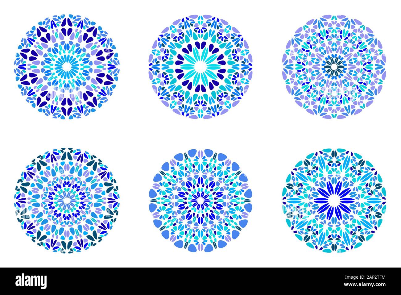 Pierre géométriques colorés set - logo mandala circulaire résumé des éléments de vecteur de des cailloux Illustration de Vecteur