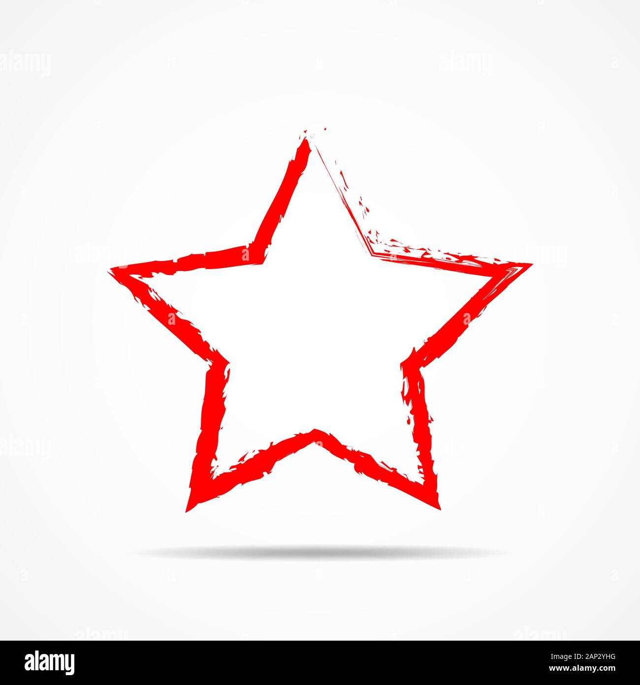 Résumé d'étoile située dans un style dessiné à la main. Abstract red star, isolé sur fond blanc. Vector illustration. Illustration de Vecteur