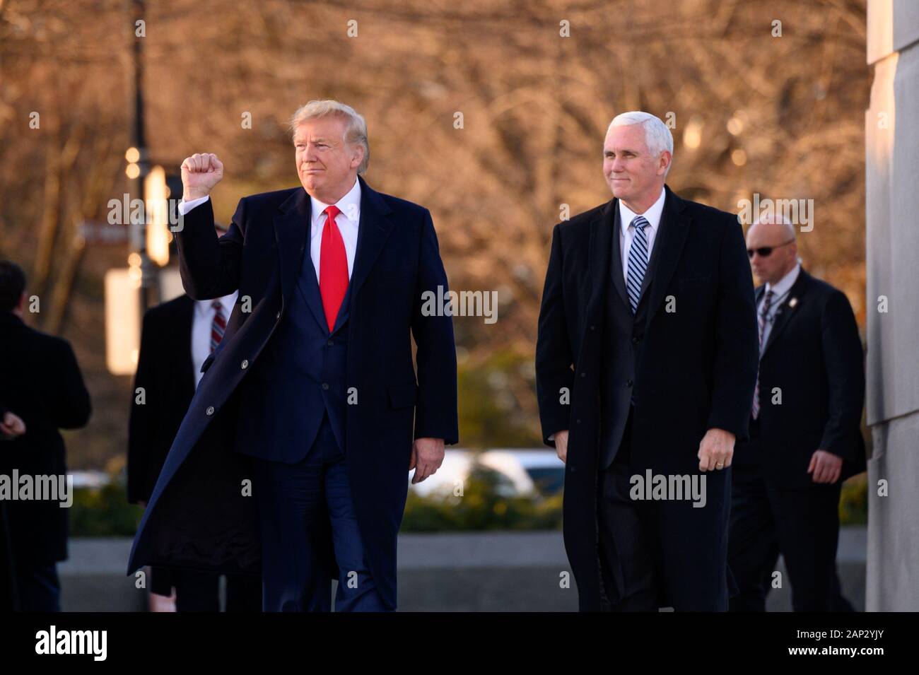 Washington, United States. 20 Jan, 2020. Le président Donald Trump et le Vice-président Mike Pence visiter le mémorial Martin Luther King à Washington, DC le jour, MLK Lundi, 20 janvier 2020. Photo par Erin Scott/UPI UPI : Crédit/Alamy Live News Banque D'Images