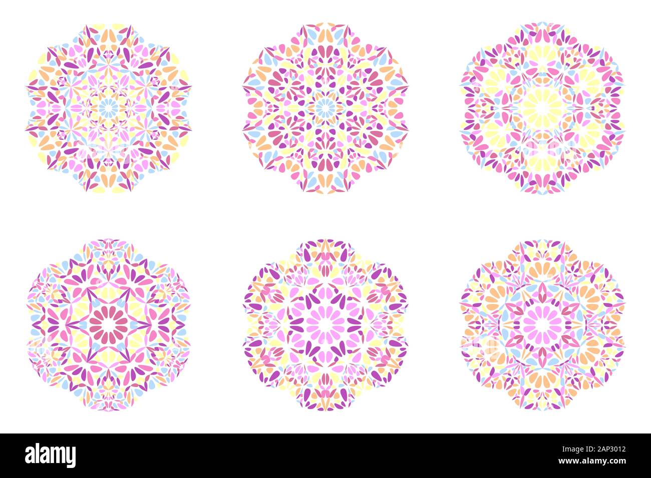 Ronde ornée du logo mandala botanique set - circulaire géométrique des éléments graphiques vectoriels Illustration de Vecteur