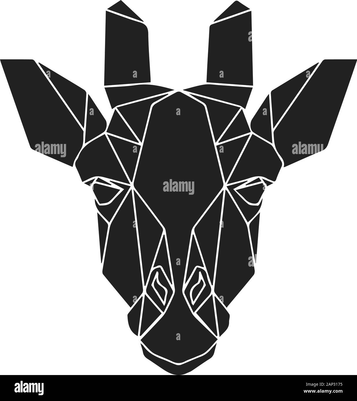 La tête de girafe géométrique noir. Abstract animal polygonale de l'Afrique. Vector illustration. Illustration de Vecteur