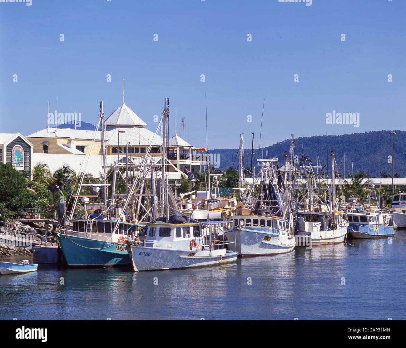 Bateaux de pêche au port de plaisance de Mirage, Port Douglas, Queensland, Australie Banque D'Images