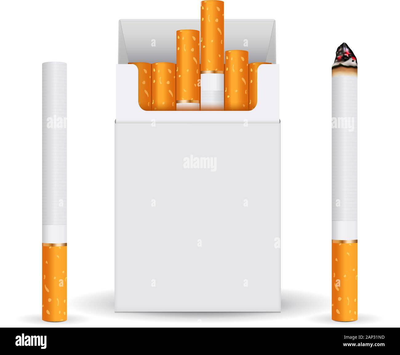 Blanc Blanc Paquet de cigarettes. Fumeurs Illustration de Vecteur