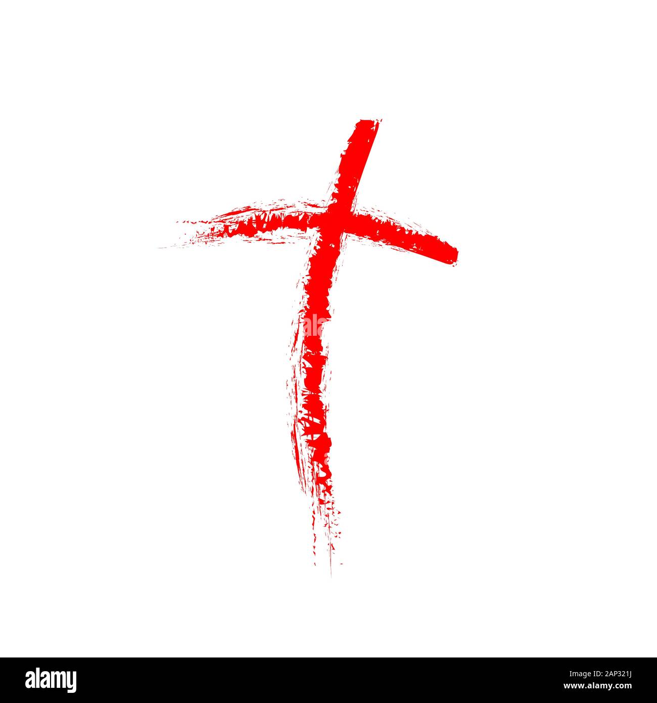 L'icône de la croix chrétienne à la main. Vector illustration. Grunge rouge dessinés à la main, croix. Illustration de Vecteur