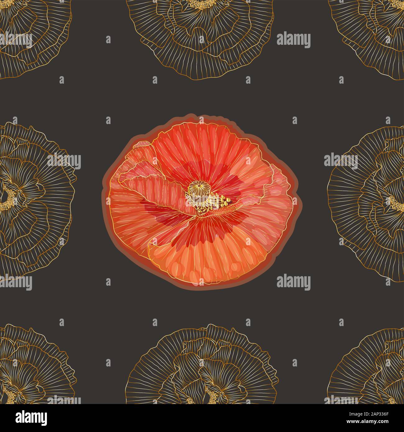 Floral background avec coquelicots. motif transparent. Papier peint texturé transparent s'épanouir pour carte de vœux. Illustration de Vecteur