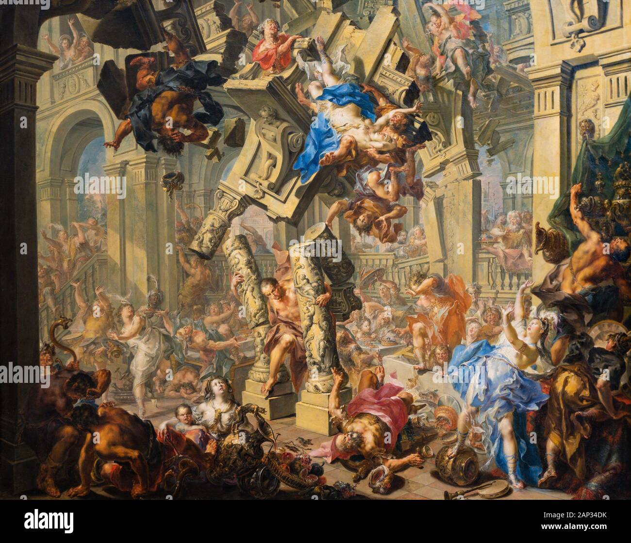 Revenu de Samson. C. 1730/1740. Huile sur cuivre. Par Johann Georg Platzer (1704–1761). Banque D'Images