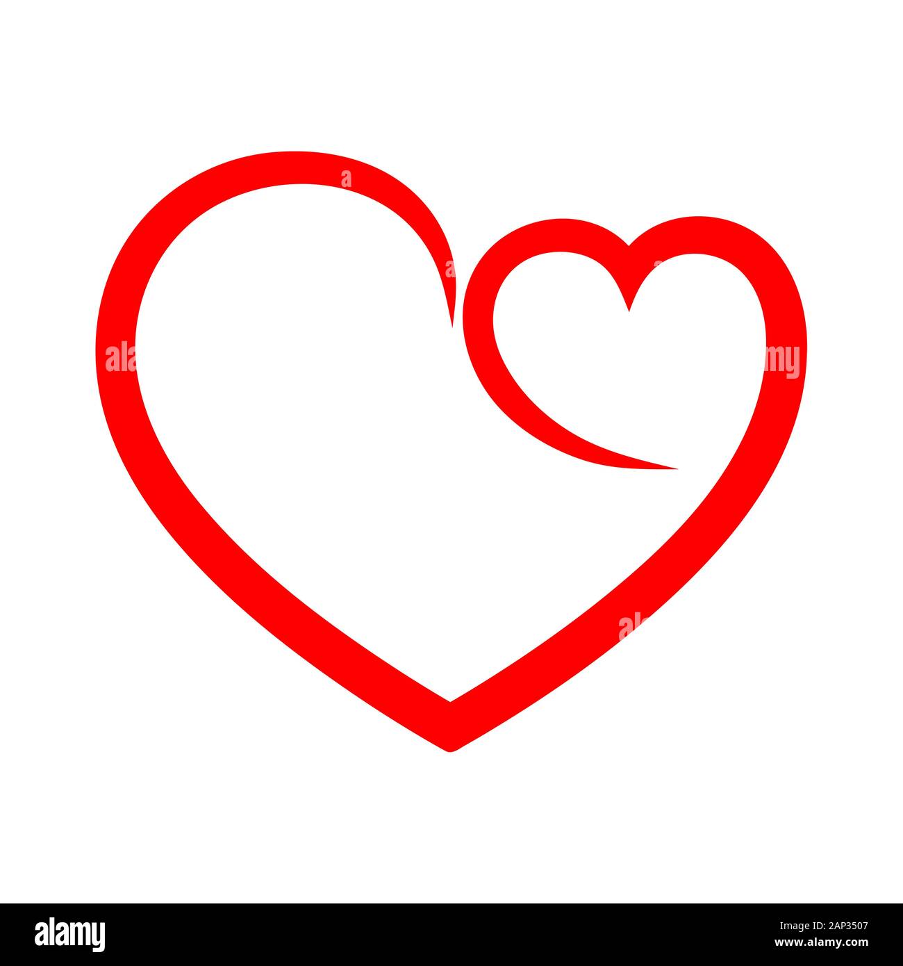 Résumé de contour de forme coeur. Vector illustration. Icône de cœur rouge en télévision style. Le coeur comme un symbole de l'amour. Illustration de Vecteur