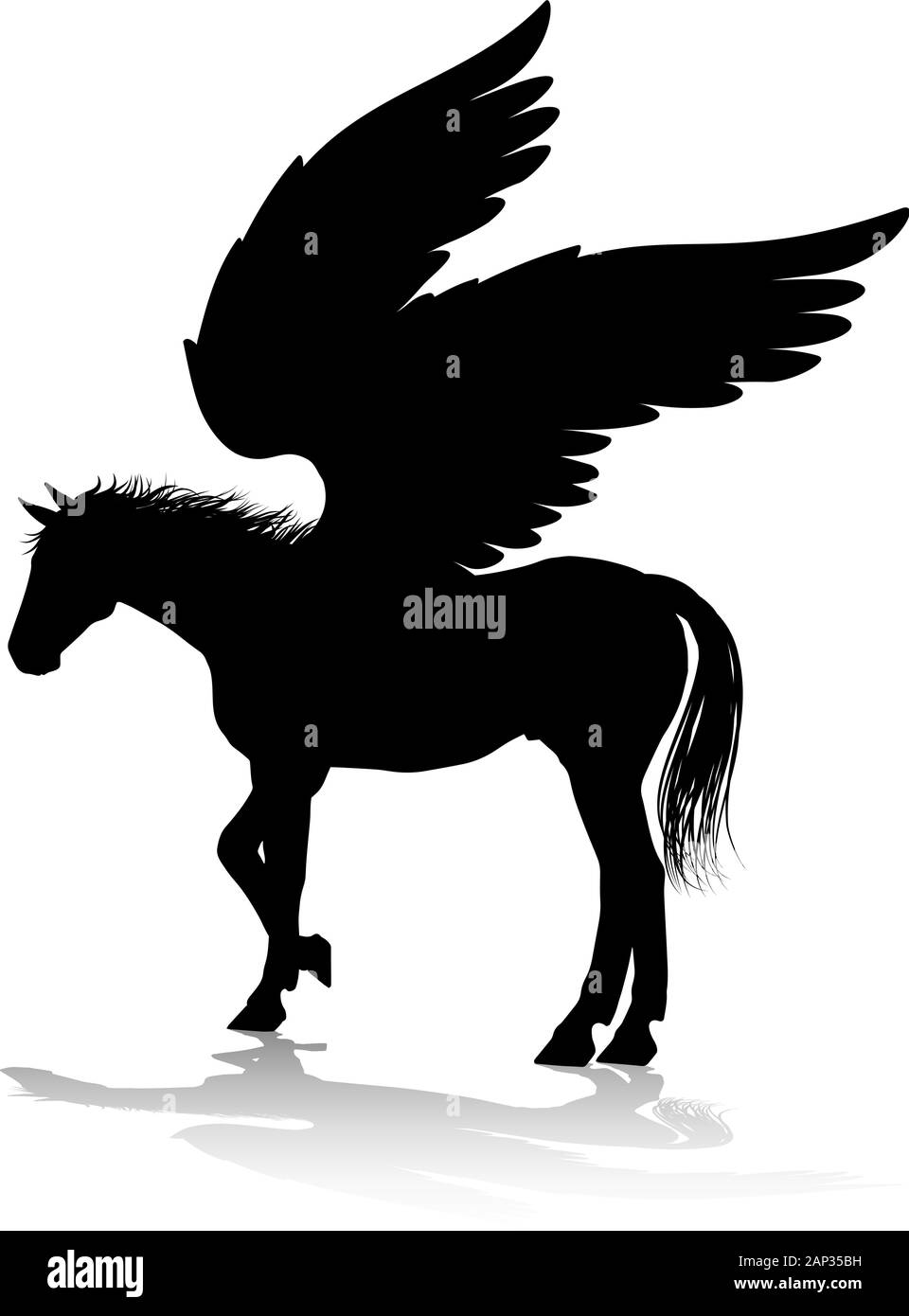 Silhouette cheval ailé Pégase mythologique Illustration de Vecteur