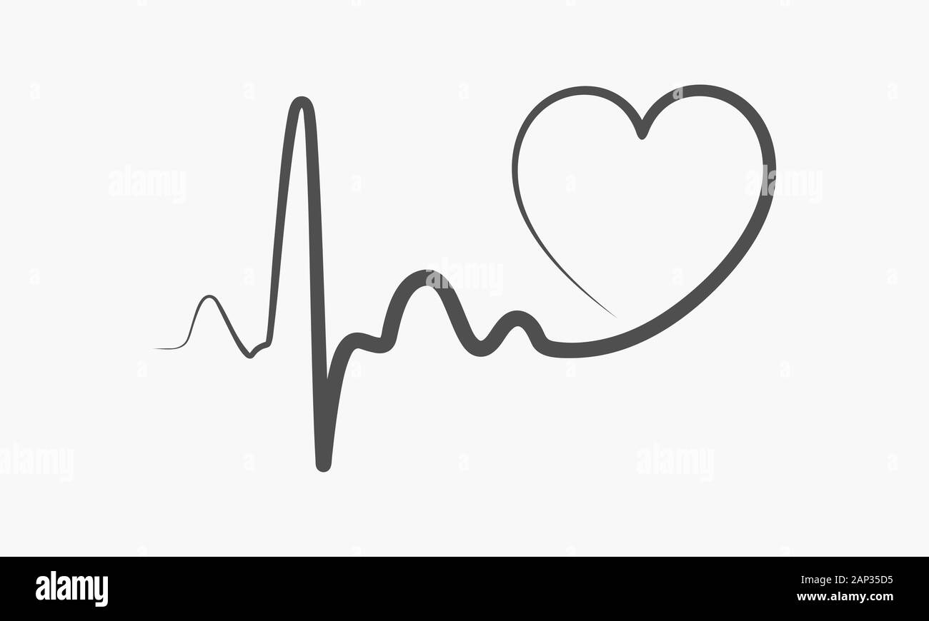 Icône de cœur gris signe avec heartbeat. Vector illustration. Coeur connexion plate. Illustration de Vecteur