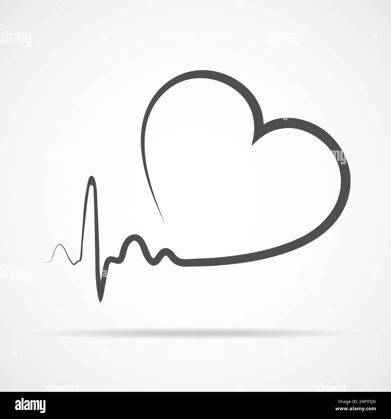 Icône de cœur gris signe avec heartbeat. Vector illustration. Coeur connexion plate. Illustration de Vecteur