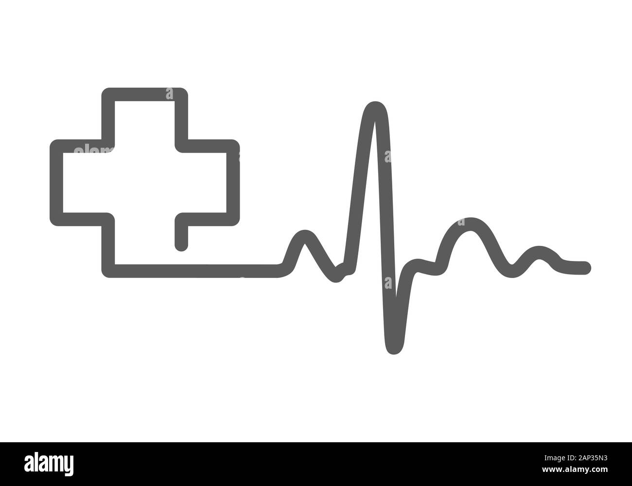 Signe de pulsation gris avec des croix. Vector illustration. Symbole médical en télévision contours style. Illustration de Vecteur