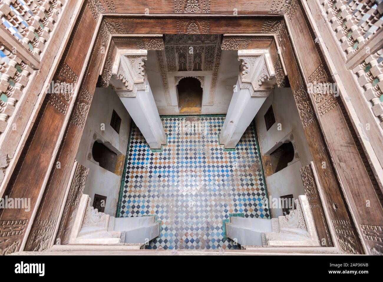 Détails de Ben Youssef Madrasa à Marrakech Banque D'Images