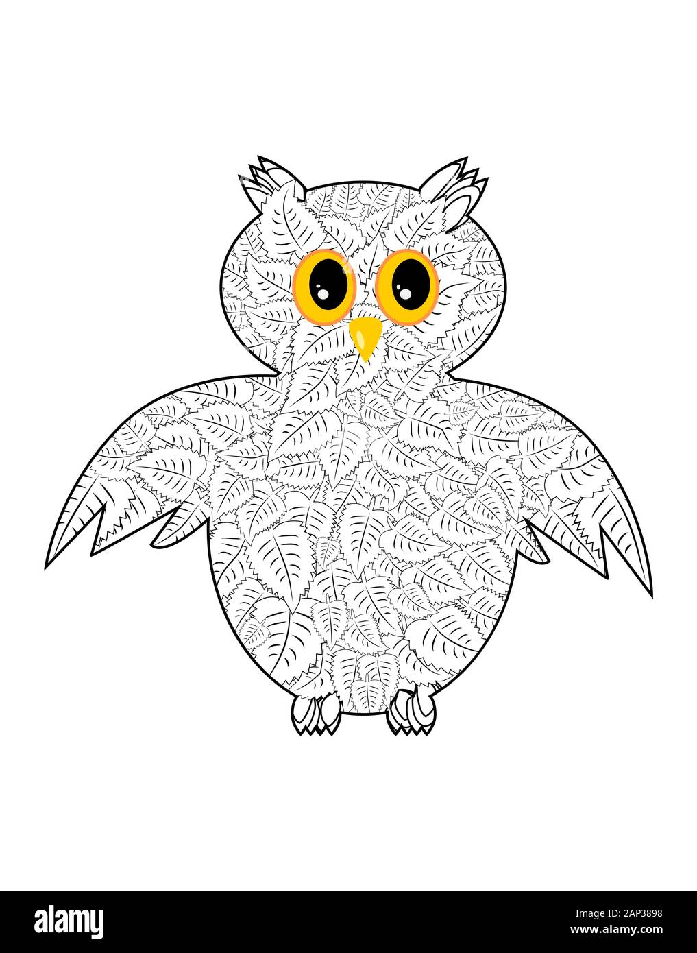 Owl ornementales, zentangled ethniques mascot, amulette, masque de oiseau, animal à motifs pour des profils anti stress pages à colorier. Illustration de Vecteur