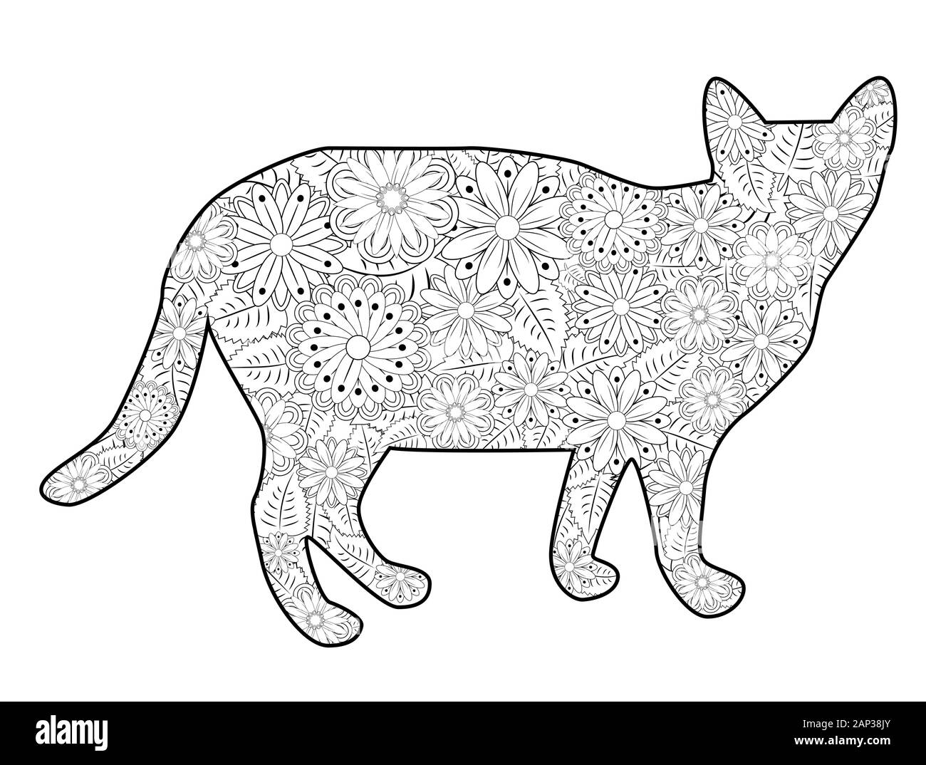 Livre De Coloriage Magic Cat Pour Adultes Decoration Ethnique Artistique Dessinee A La Main Avec Illustration A Motifs Image Vectorielle Stock Alamy