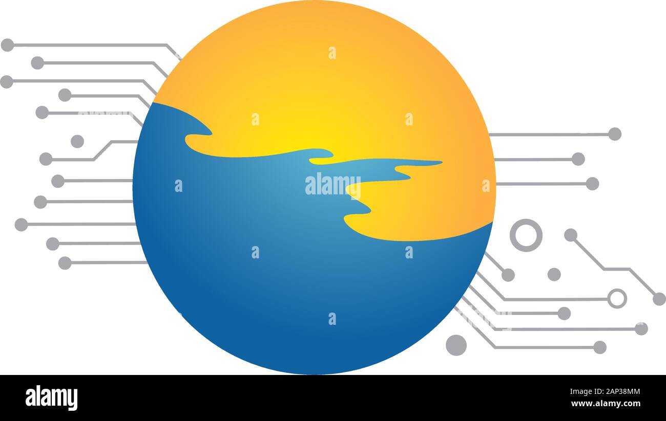 l'eau et le soleil font partie d'un circuit imprimé Illustration de Vecteur