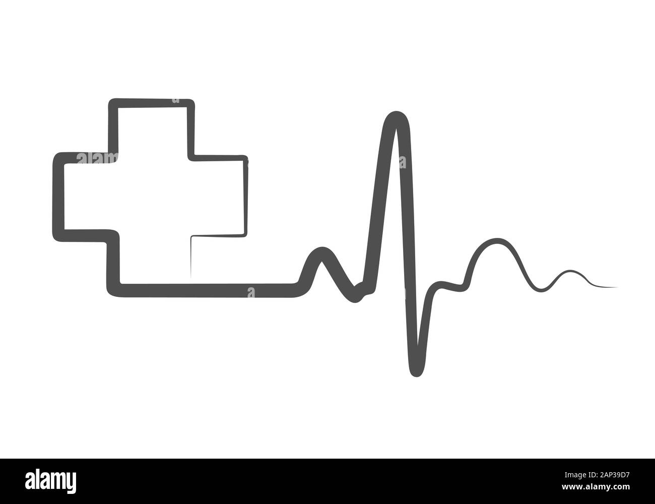 Signe de pulsation gris avec des croix. Vector illustration. Symbole médical en télévision contours style. Illustration de Vecteur