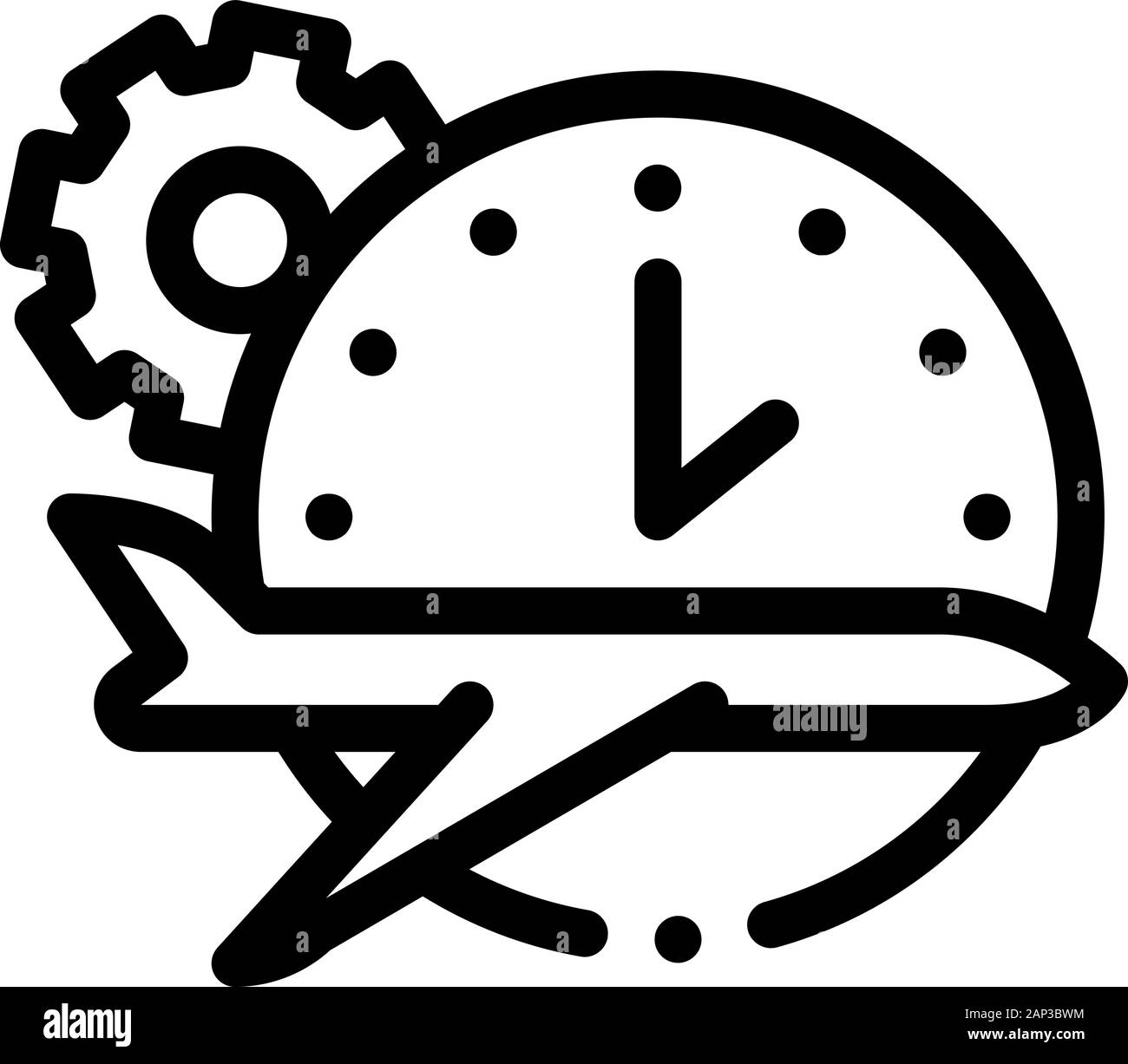 Avion Watch Icône d'Engrenage Contour Vector Illustration Illustration de Vecteur