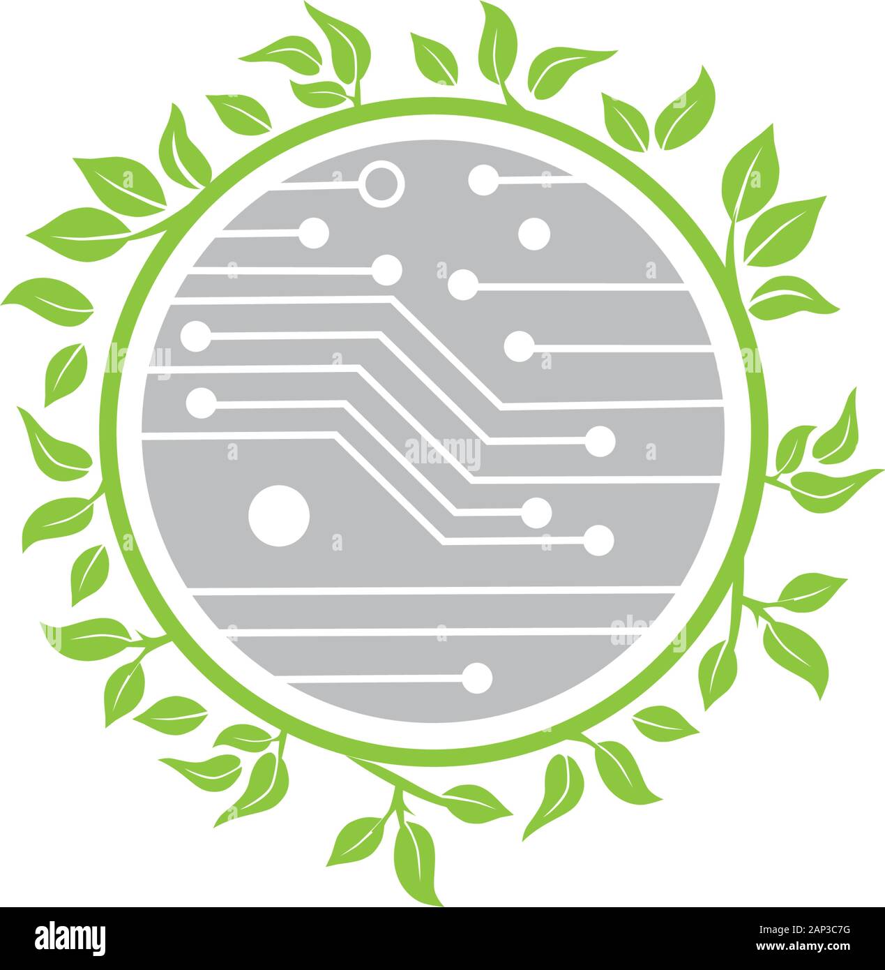 carte de circuit imprimé et feuilles vertes Illustration de Vecteur