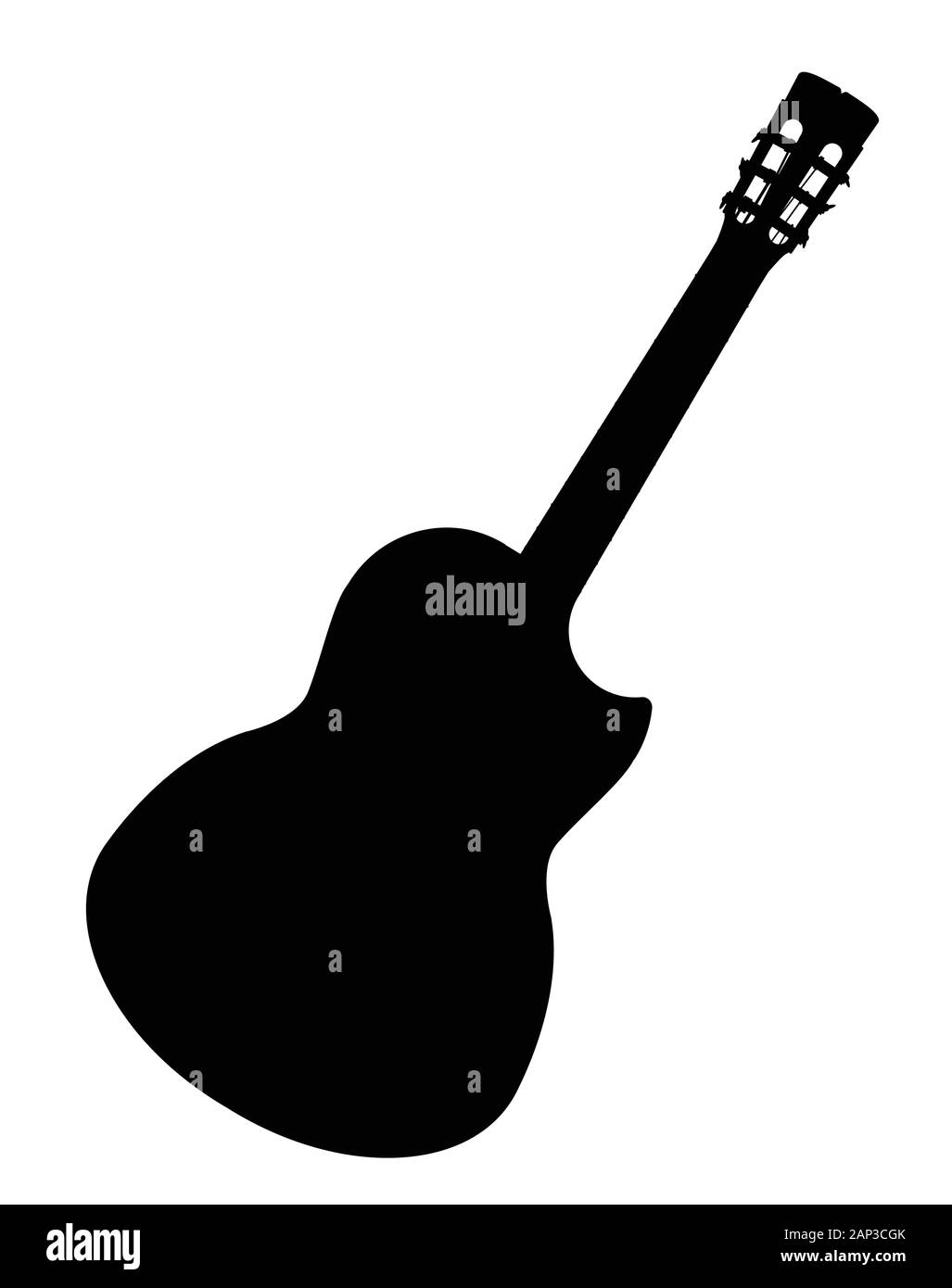 Une guitare acoustique flamenco espagnol typique isolé sur un fond blanc. Illustration de Vecteur