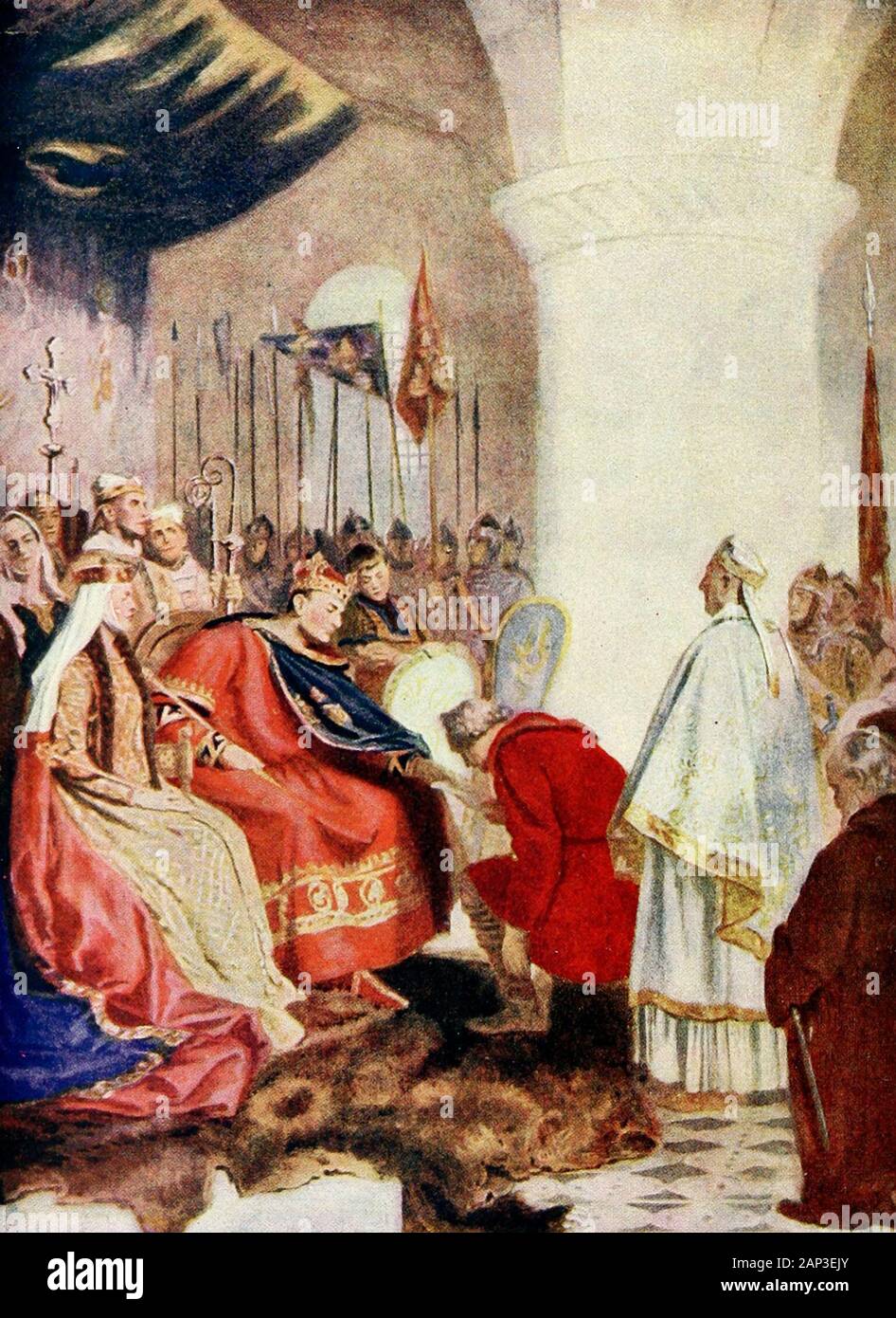 William le Conquérant holding court après sa victoire à la bataille de Hastings Banque D'Images