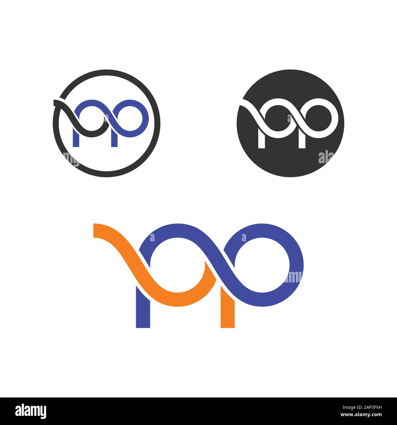 P lettre logo design en forme arrondie, logo lettre PP Illustration de Vecteur