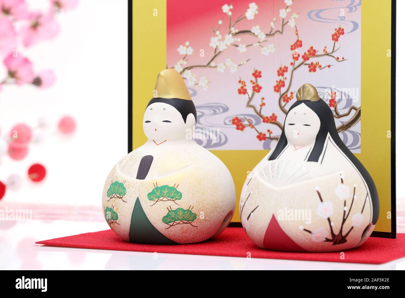 Poupées japonaises traditionnelles utilisées pour un festival Hinamaturi pour les filles Banque D'Images